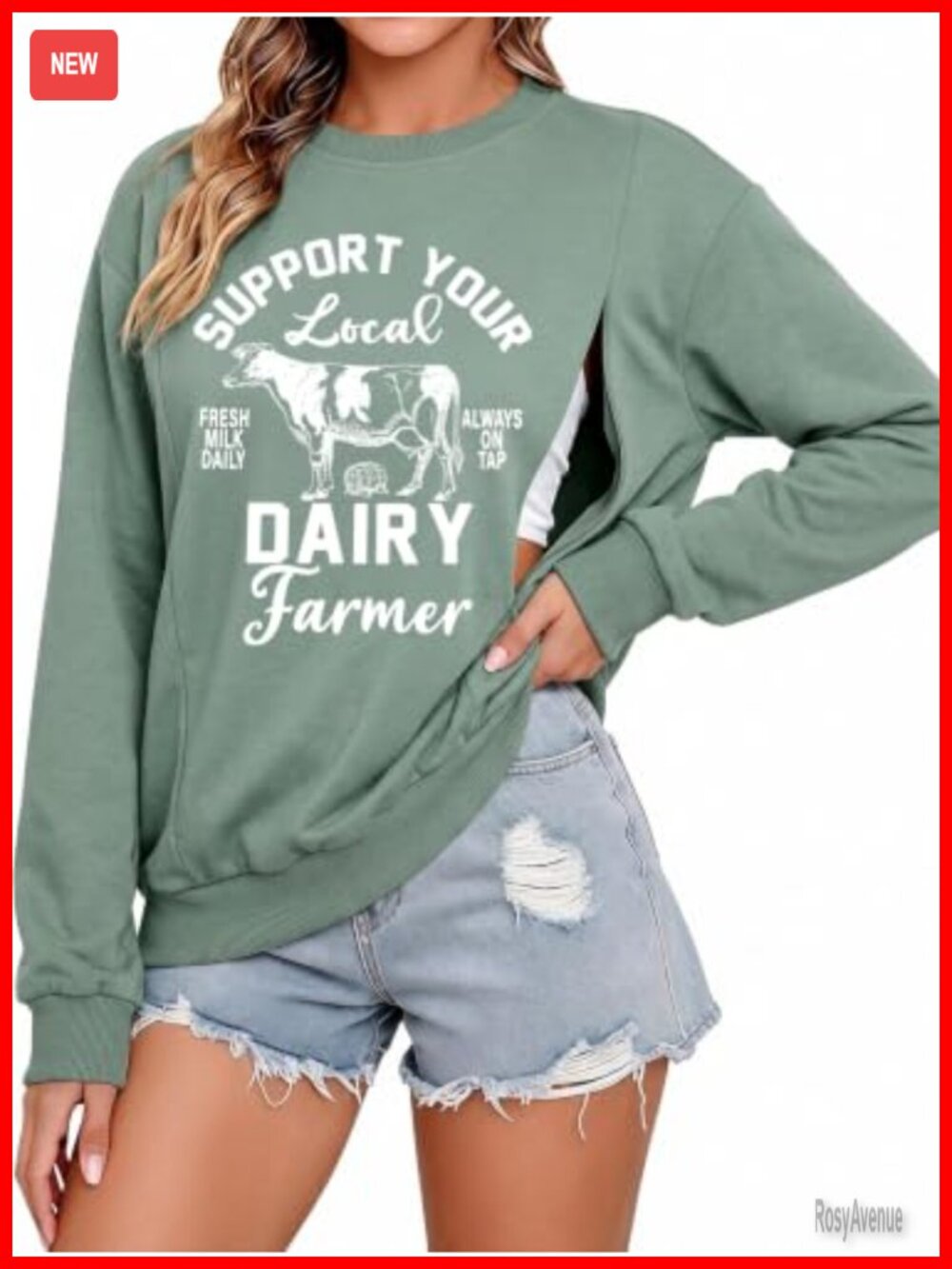 Nursing Sweatshirt Side Zip Breastfeeding Maternity Pullover